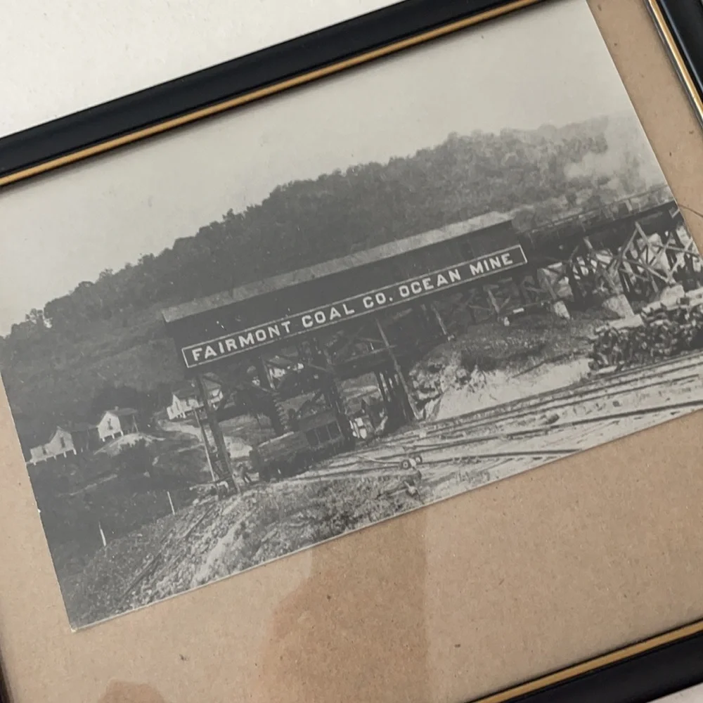Vintage Coal Mining Picture Frame Antique Photograph Collectors Art Office Décor
